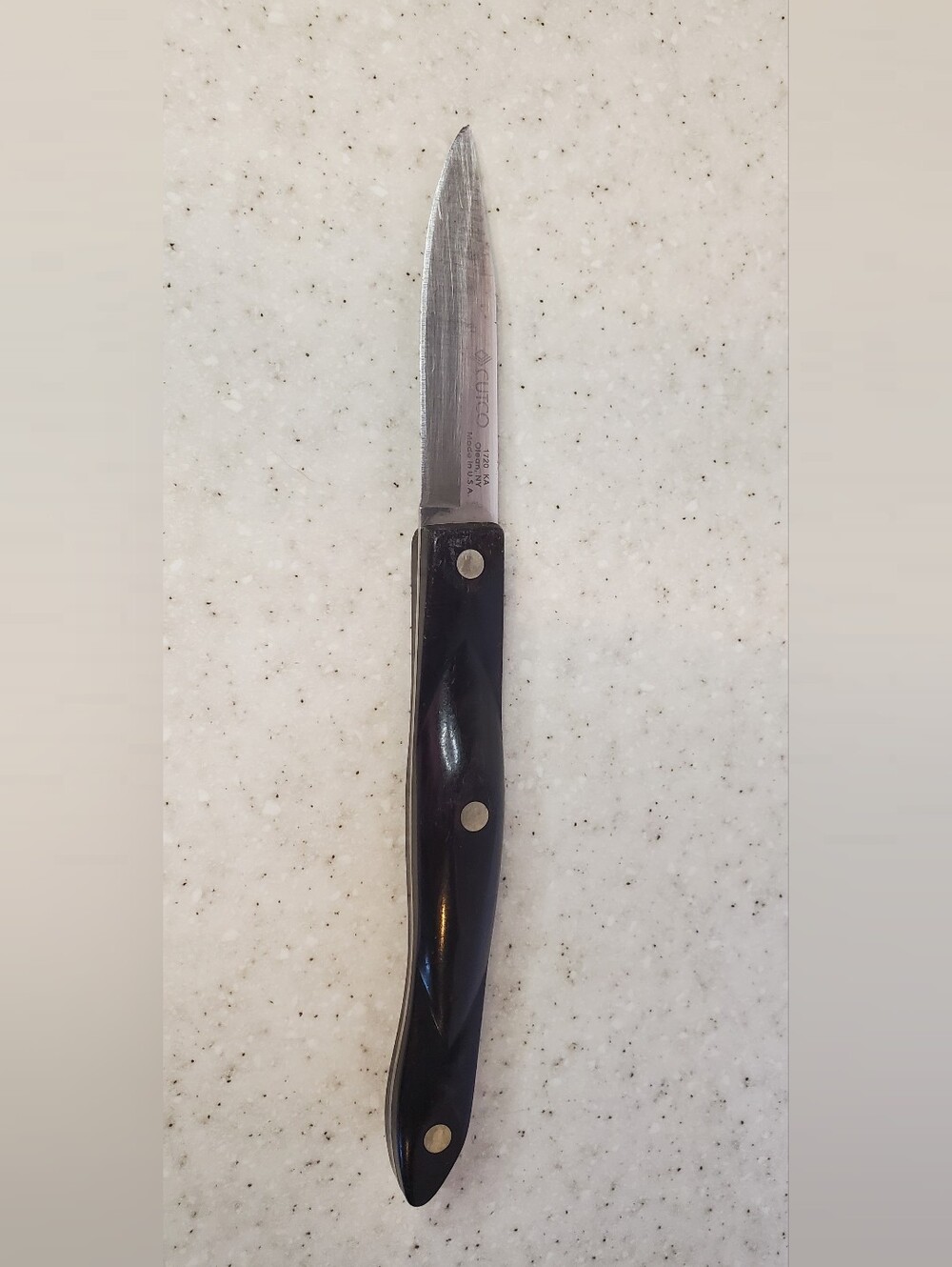 Vintage Cutco 1720 KA Paring Knife Brown Handle USA 3" Blade Kitchen Cutlery